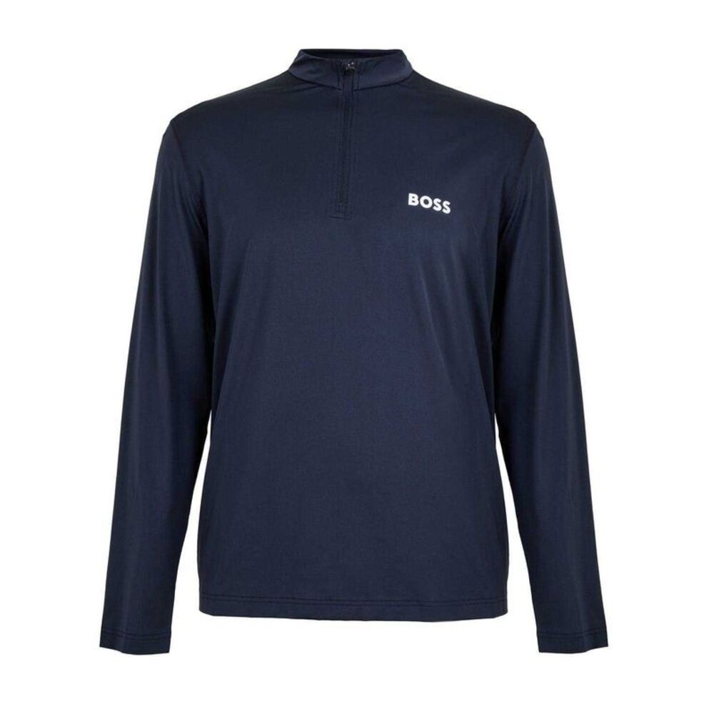 Boss Mens Performance Quarter Zip Long-Sleeved Top / Navy